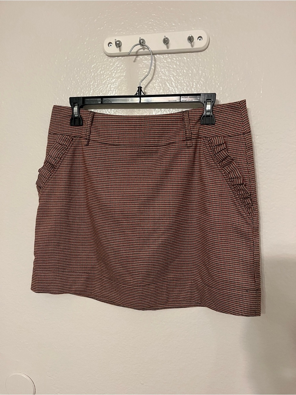 Very J Red & Black Mini Skirt with Ruffle Pocket Trim